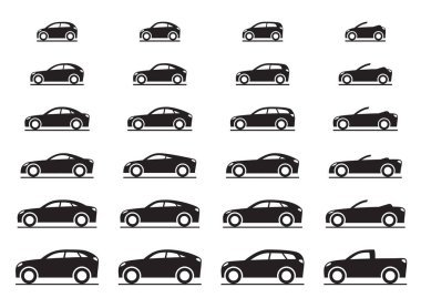 Çeşitli modern otomobil