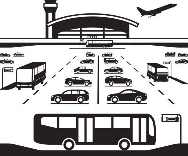 Airport parking transfer buses clipart