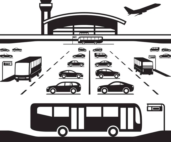 Autobusy na lotnisko parking transfer — Wektor stockowy