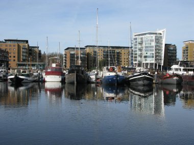 Limehouse Havzası, Londra, İngiltere, İngiltere'de tekneler