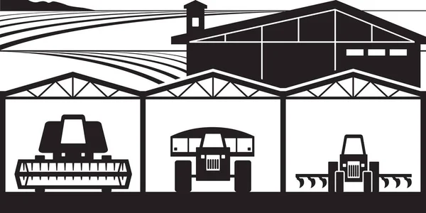 Astillero con maquinaria agrícola — Archivo Imágenes Vectoriales