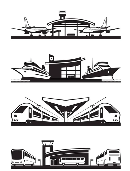 Terminales de transporte de pasajeros — Archivo Imágenes Vectoriales