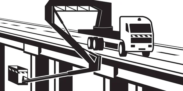 Hebemaschine auf Brücke der Autobahn — Stockvektor