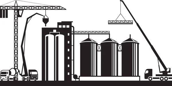 Construcción de silo de grano — Vector de stock