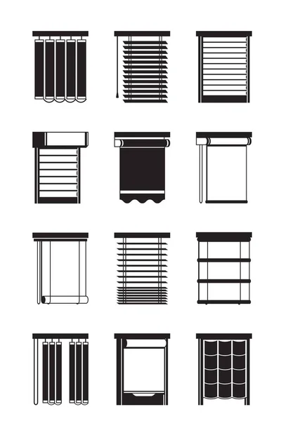 Diferentes persianas interiores — Vector de stock