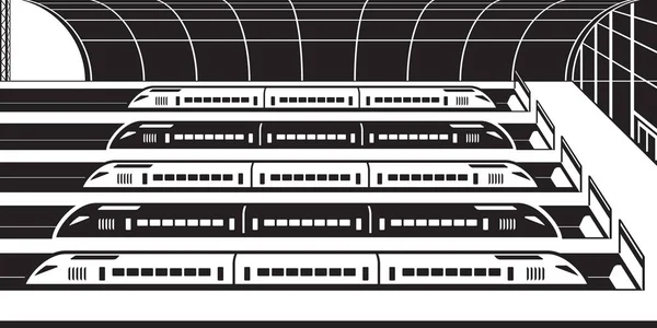 Hoge snelheidstreinen op SNCF-station — Stockvector