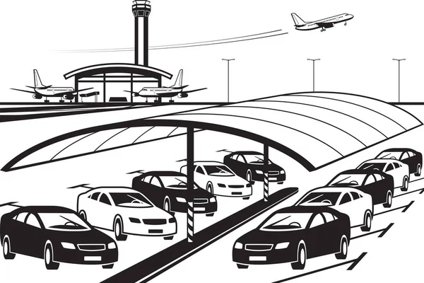 Überdachter Parkplatz am Flughafen — Stockvektor