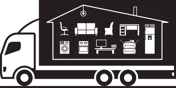 Vrachtwagen huishoudelijke spullen verhuizen — Stockvector