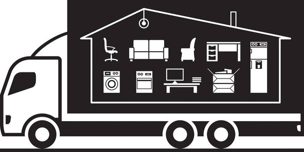 Грузовик, перевозящий домашние вещи
