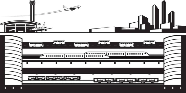 Transporte Aeropuerto Ciudad Ilustración Vectorial — Archivo Imágenes Vectoriales