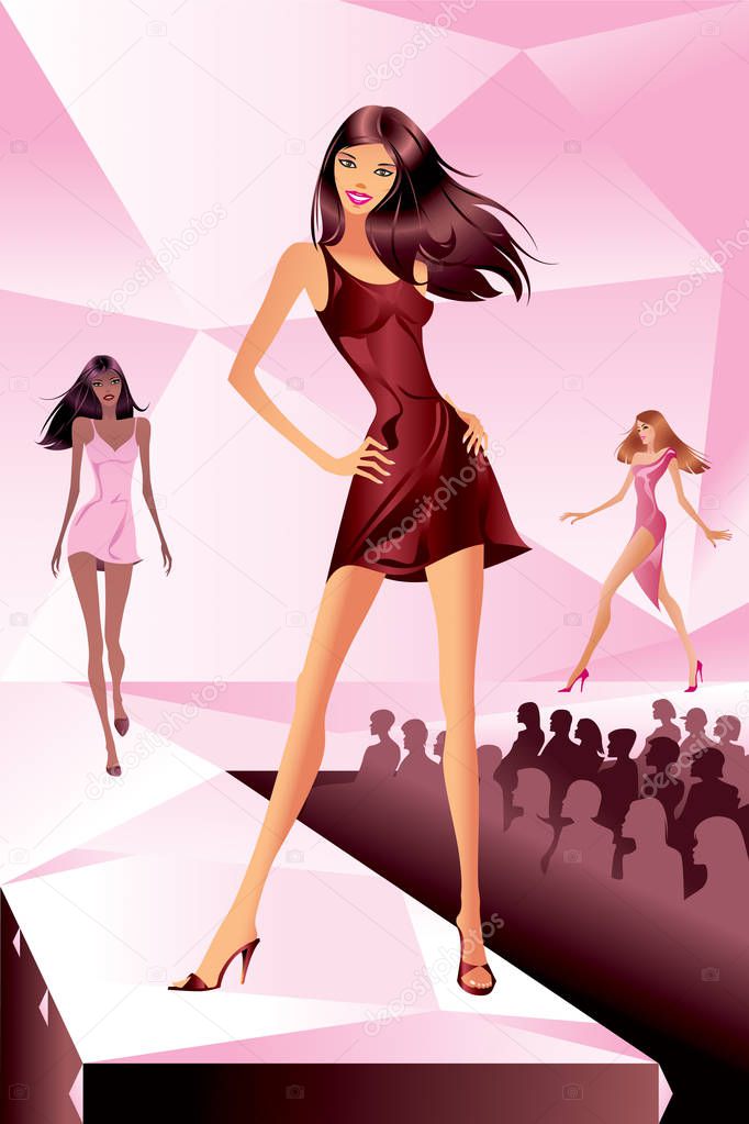 Fashion models represent new collection - vector illustration