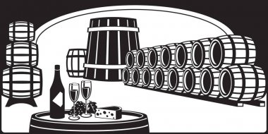 Şarap mahzeni tatma bir plaka - vektör çizim