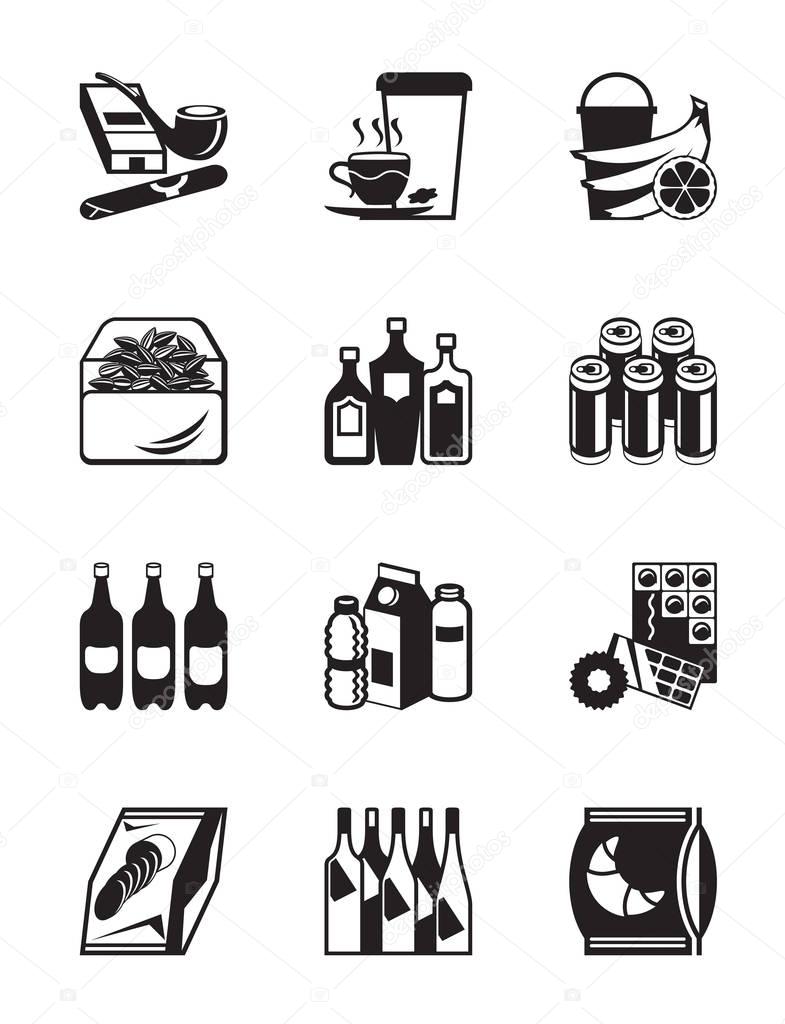 Small grocery store icon set - vector illustration