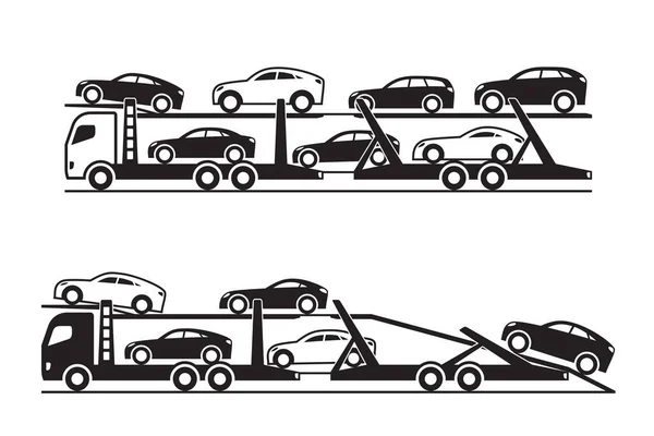 Caminhões Transportadores Automóveis Ilustração Vetorial — Vetor de Stock