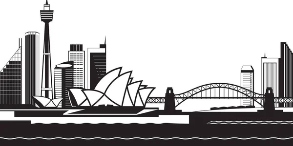 Sydney Skyline Bei Tag Vektorillustration — Stockvektor