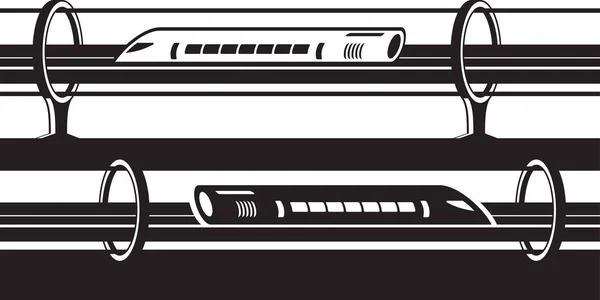 Hyperloop Overground Underground Trains Vector Illustration — Stock Vector