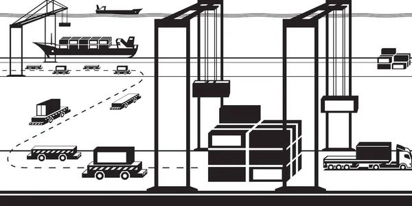 Automated Cargo Terminal Vector Illustration — Stock Vector