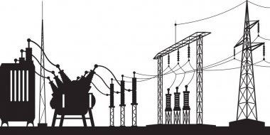 Power grid substation - vector illustration clipart