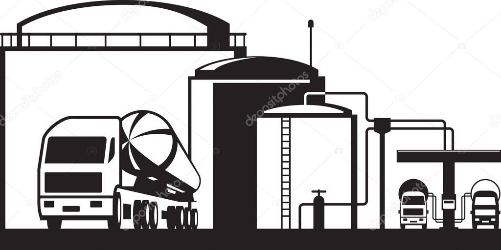 Distribution oil depot - vector illustration
