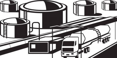 Kamyon tank yakıt petrol temel - vektör çizim yükleme