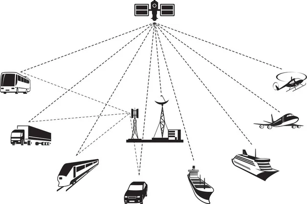 Navegação Gps Transporte Passageiros Mercadorias —  Vetores de Stock