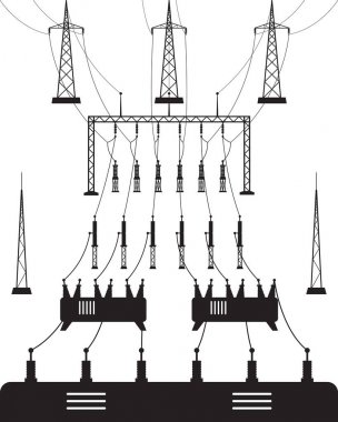 Güç ızgara Trafo Merkezi - vektör çizim