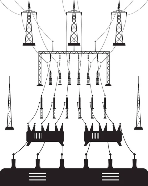 Subestação Rede Elétrica Ilustração Vetorial —  Vetores de Stock
