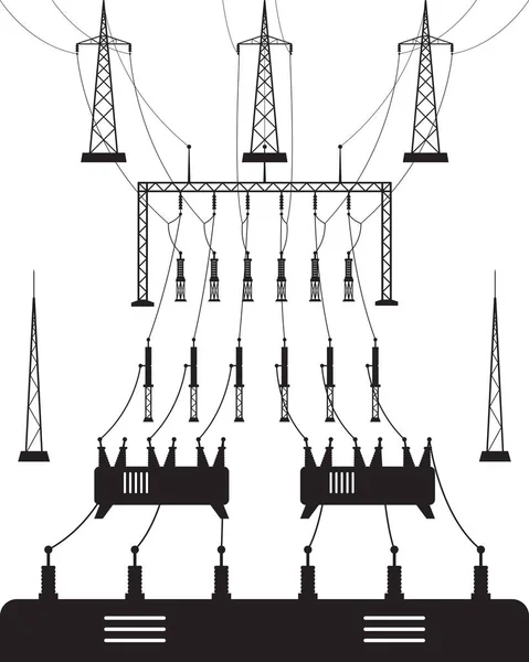 Підстанція Енергосистеми Векторні Ілюстрації — стоковий вектор