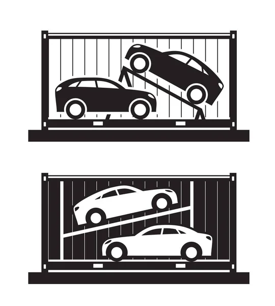 車の輸送コンテナ ベクトル図 — ストックベクタ