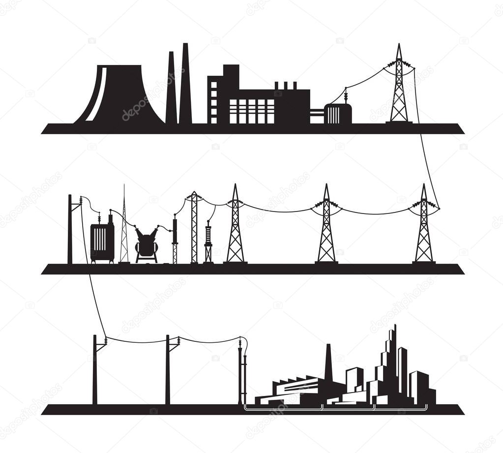 Electrical power grid - vector illustration