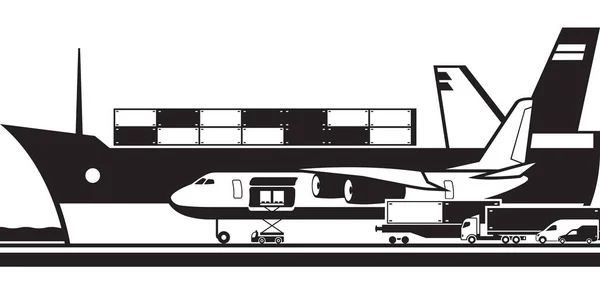 Freight Transportation Road Vector Illustration — Stock Vector