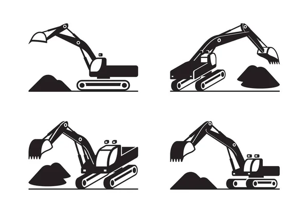 Zware Constructie Graafmachine Verschillende Perspectief Vector Illustratie — Stockvector