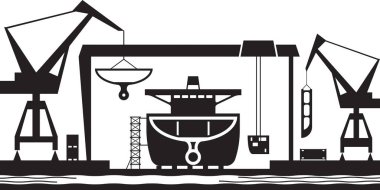 Gemi inşa sektörünün arka planı - vektör illüstrasyonu