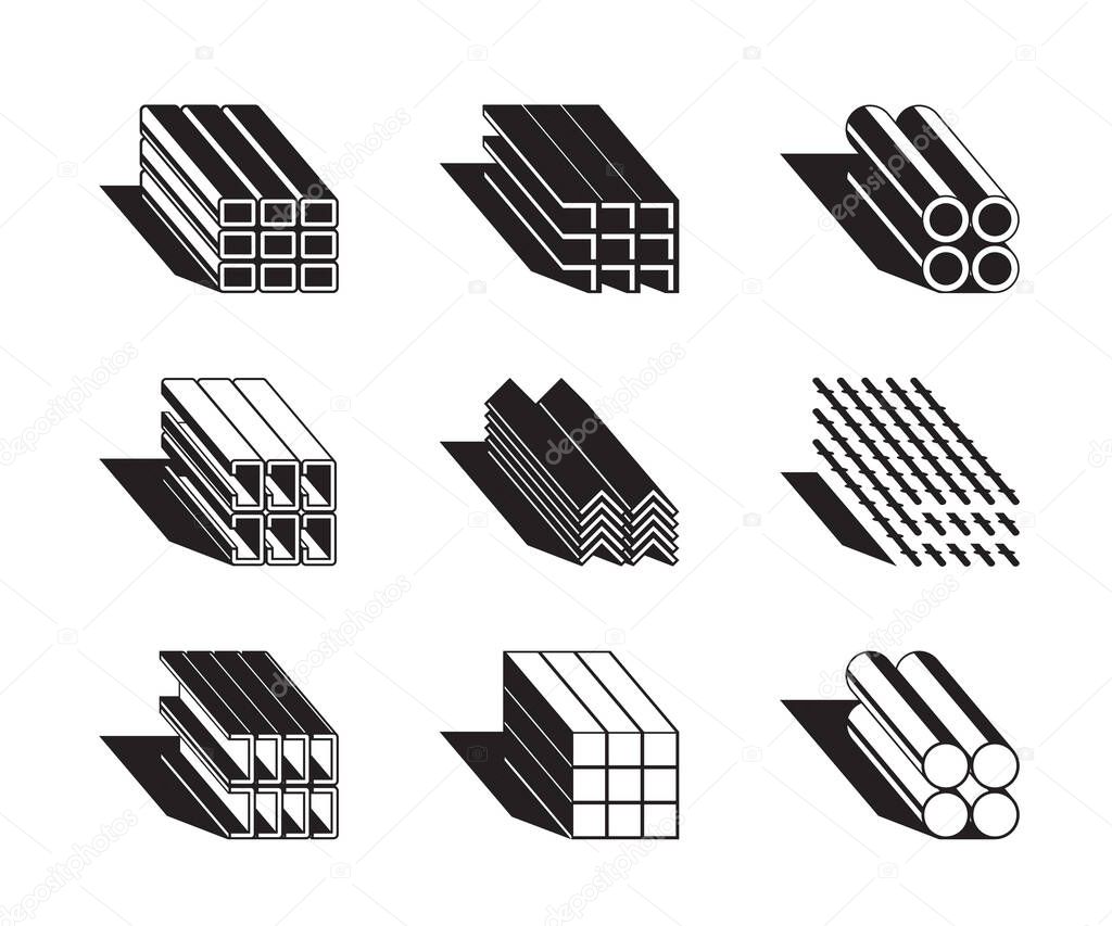 Different metal building profiles  vector illustration