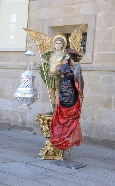 Estatuas humanas en Santiago de Compostela — Foto de Stock