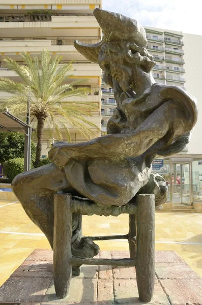 Sculptuur van Don Quixote vergadering — Stockfoto
