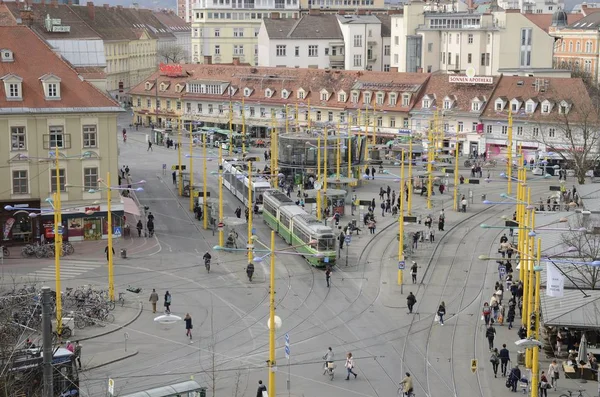 Centrum miasta tramwaje — Zdjęcie stockowe
