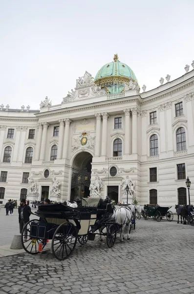 Carro de cavalo em frente ao Palácio de Hofburg — Fotografia de Stock