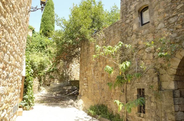 Calle de piedra en pueblo medieval — Foto de Stock