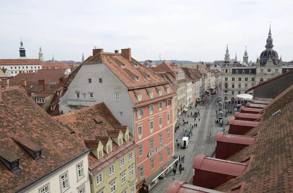 Widok ulicy w mieście Graz — Zdjęcie stockowe