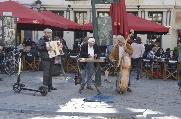 Street musicians  in Brussels — Stock Photo, Image