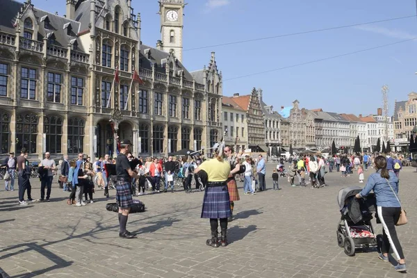 Bagpiper a Gand — Foto Stock