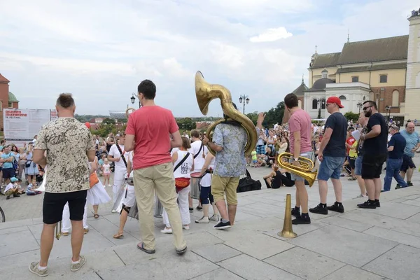 Street musicians in Warsaw — 스톡 사진