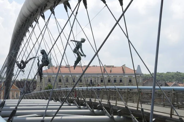 Krakow Poland July 2018 Sculptures Bridge Vistula River Joins Kazimierz — Stock fotografie