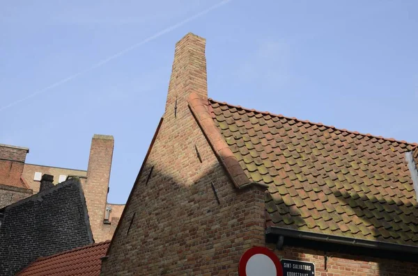 Edificios Ladrillo Tradicionales Histórica Ciudad Brujas Flandes Occidental Bélgica — Foto de Stock