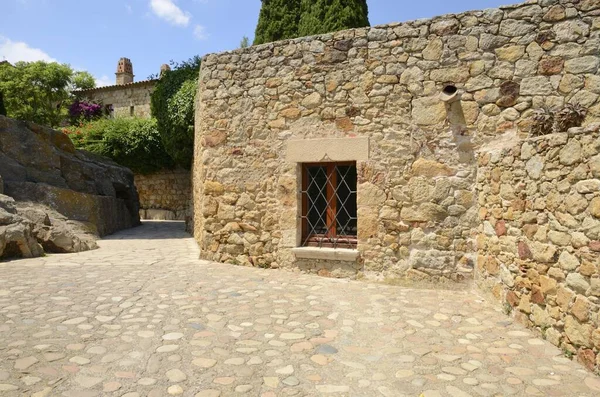 Stengångväg Den Medeltida Byn Pals Belägen Mitten Emporda Regionen Girona — Stockfoto