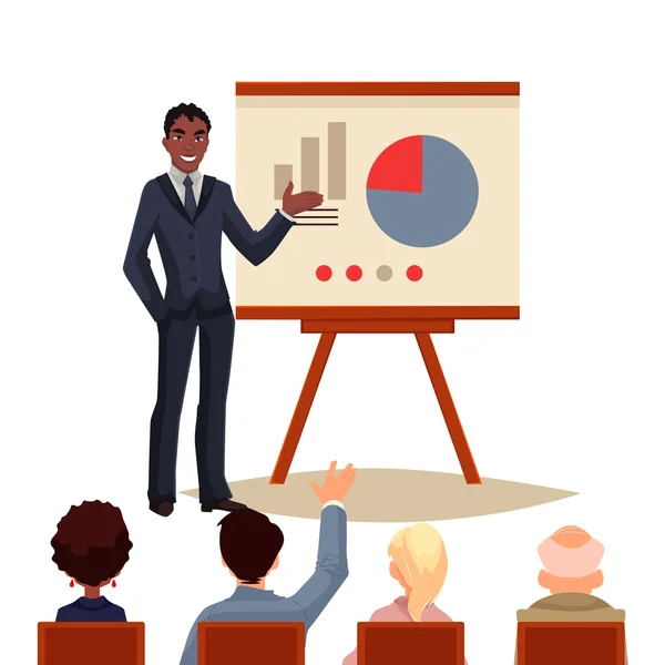 Businessman giving presentation using a board — Stock Photo, Image