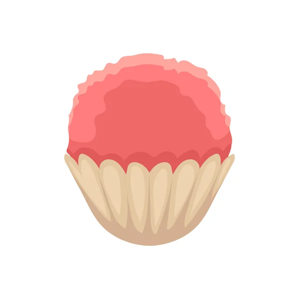 Cupcake con glaseado de color rosa, ilustración de vectores de dibujos animados — Vector de stock