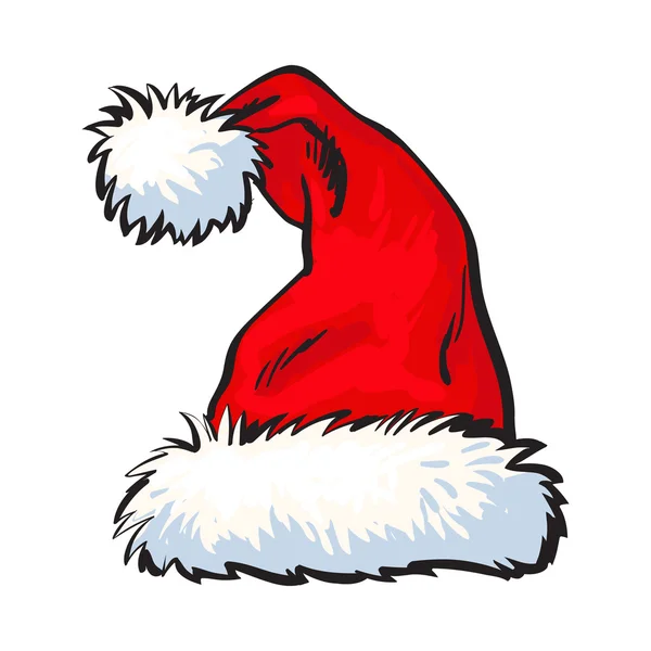 Sombrero de Santa Claus rojo aislado sobre fondo blanco — Vector de stock