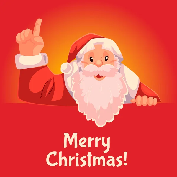 Boże Narodzenie z życzeniami z kreskówki Santa Claus skierowaną w górę — Wektor stockowy